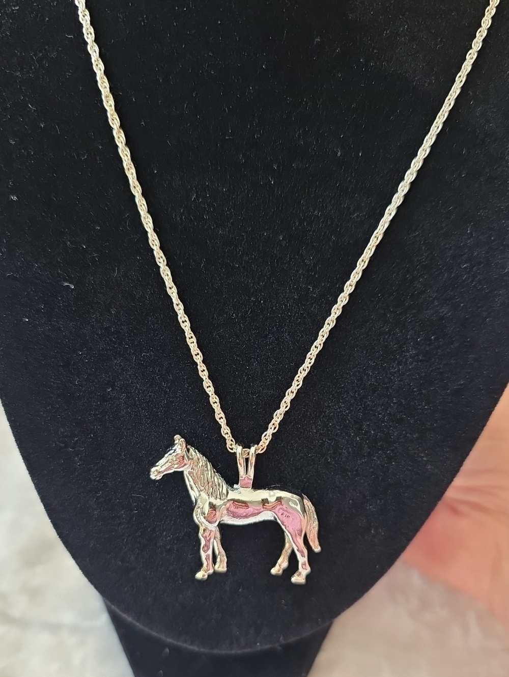Silver Horse Western Pendant Necklace - Shiny Silver Equine Charm*